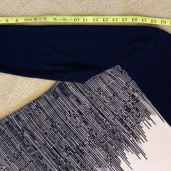 🎉HP🎉Allison Daley Women Blue & White Shirt SZ PM/M Scoop Neckline 3/4 Sleeve - Picture 6 of 11